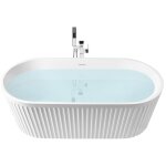 Baignoire autoportante moderne en acrylique ovale 170 x 80 cm finition cannele blanc mat serena