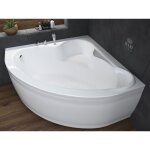 Baignoire bain d'angle 120x120 avec tablier en acrylique, siphon de bain et pieds (support) - set 4en1 ...
