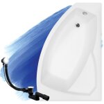 Badland - baignoire bain d'angle 130x85 droite, siphon de bain et pieds (support) - set 3en1 - fabriqu� ...