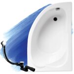 Badland - baignoire bain d'angle 130x85 droite, siphon de bain et pieds (support) - set 3en1 - fabriqu� ...