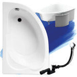 Baignoire bain d'angle 130x85 gauche avec des panneaux en polystyr�ne, siphon de bain et pieds (support) ...