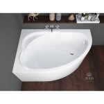 Badland - baignoire bain d'angle 130x85 gauche avec tablier en acrylique, siphon de bain et pieds (support) ...