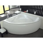 Badland - baignoire bain d'angle 134x134 avec tablier en acrylique, siphon de bain et pieds (support) ...