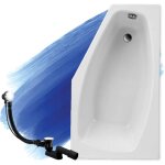 Badland - baignoire bain d'angle 140x80 droite, siphon de bain et pieds (support) - set 3en1 - fabriqu ...