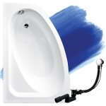 Badland - baignoire bain d'angle 140x80 gauche, siphon de bain et pieds (support) - set 3en1 - fabriqu ...