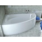 Baignoire bain d'angle 140x80 gauche avec tablier en acrylique, siphon de bain et pieds (support) - set ...