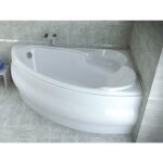 Badland - baignoire bain d'angle 140x95 droite avec tablier en acrylique, siphon de bain et pieds (support) ...