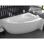 Baignoire bain d'angle 150x100 droite avec tablier en acrylique + poigne + appui - tte, siphon de bain ...