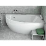Baignoire bain d'angle 150x70 droite avec tablier en acrylique + poigne + appui - tte, siphon de bain ...