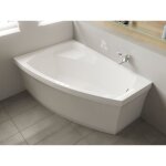 Badland - baignoire bain d'angle 160x105 gauche avec tablier en acrylique, siphon de bain et pieds (support) ...