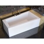 Baignoire bain d'angle 160x90 droite avec tablier en acrylique, siphon de bain et pieds (support) - set ...