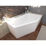 Baignoire bain d'angle 160x90 droite avec tablier en acrylique, siphon de bain et pieds (support) - set ...