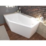 Baignoire bain d'angle 160x90 gauche avec tablier en acrylique, siphon de bain et pieds (support) - set ...