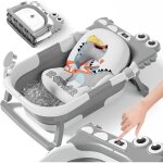 Baignoire bb pliable xxl avec coussin de bain bebe et thermomtre intgr - baignoire enfant avec siege ...