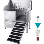 Baignoire de chien acier inoxydable, baignoire de toilettage pour animaux de compagnie 127, 5 cm station ...