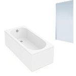 Baignoire droite villeroy et boch oberon quaryl 160 x 75 cm + pare bain gauche aurys mist 1 chrom�