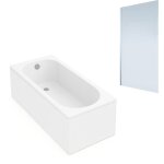 Baignoire droite villeroy et boch oberon quaryl 180 x 80 cm + pare bain gauche aurys mist 1 chrom�