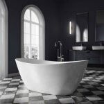 Baignoire lot acrylique ovale 180x80x69cm + bonde et trop plein - blanc brillant - bellagio 2. 0 blanc ...