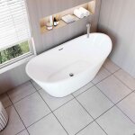 Baignoire �lot design ovale l. 150 x l. 72 x h. 65cm blanc - 206 l, aica baignoire en acrylique avec ...
