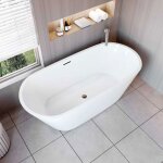 Baignoire �lot design ovale l. 170 x l. 80 x h. 58cm blanc - 310 l, aica baignoire en acrylique avec ...