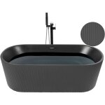 Baignoire Îlot ovale en acrylique noire cannelée 169 x 80 cm design moderne gocta Baignoire Îlot ovale en acrylique noire cannelée 169 x 80 cm design moderne gocta