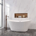 Baignoire �lot ovale blanc en acrylique 150x72x65cm , aica sanitaire