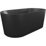 Vente - unique - baignoire îlot striée en acrylique - noir mat - 230l - 170 x 80 x 58 cm - aliena Vente - unique - baignoire îlot striée en acrylique - noir mat - 230l - 170 x 80 x 58 cm - aliena