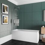 Parama - baignoire murale orientable 100 cm en verre clair 6mm avec traitement anti - calcaire et porte ...