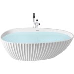 Baignoire ovale moderne en acrylique autoportante finition cannele brillante blanche tefe