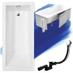 Badland - baignoire rectangulaire 120x70 avec des panneaux en polystyr�ne, siphon de bain et pieds (support) ...