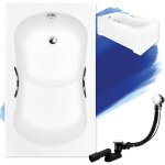 Baignoire rectangulaire 120x70 avec tablier en acrylique + poign�e, siphon de bain et pieds (support) ...