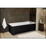 Otitec - baignoire rectangulaire - 160 x 70 cm - avec tablier noir rainur� - pieds - vidage chrome inclus ...