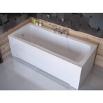 Baignoire rectangulaire 160x70 avec tablier en acrylique + poign�e + appui - t�te, siphon de bain et ...