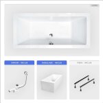 Baignoire rectangulaire - 170 x 75 cm - avec habillage polystyrne - pieds - vidage chrome - quadro