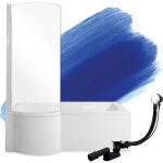 Badland - baignoire rectangulaire 170x70 gauche + cran en verre, siphon de bain et pieds (support) - ...