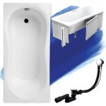Badland - baignoire rectangulaire 180x80 avec des panneaux en polystyrne, siphon de bain et pieds (support) ...