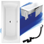 Baignoire rectangulaire 180x80 avec des panneaux en polystyr�ne, siphon de bain et pieds (support) - ...