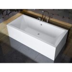 Badland - baignoire rectangulaire 180x80 avec tablier en acrylique, siphon de bain et pieds (support) ...