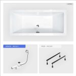 Baignoire rectangulaire - 190 x 90 cm - sans habillage - avec pieds - vidage chrome - quadro