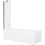 Baignoire rectangulaire mexen vega 170 x 70 cm avec tablier et paroi 1 volet 50 cm, transparent, noir ...