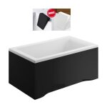 Otitec - baignoire rectangulaire noir mat - modern - 170x70 - avec tablier - repose tte offert - noir ...