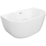 Baignoire semi - �lot blanche - 167 l - acrylique - 130 x 72 x 58 cm - amosari