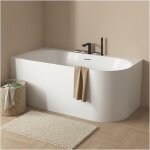 Baignoire semi - lot blanche 170cm en acrylique lucite - angle gauche - livre complte