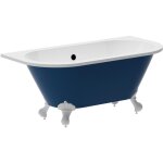 Baignoire semi lot rtro avec pieds d'aigle - bleu brillant - 154l - 150 x 74 x 61 cm - sparus