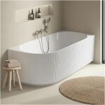 Baignoire strie acrylique stria semi - lot blanche 170cm - angle droit