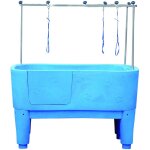 Baignoire de toilettage bleue polyéthylène sur pieds Baignoire de toilettage bleue polyéthylène sur pieds