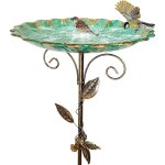 Bain d'oiseaux pour ext�rieur, mangeoire vintage, bassin en m�tal sur pied antigel hauteur r�glable pour ...