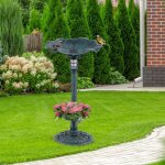 Bain d'oiseaux solaire ext�rieur combo sur pi�destal et mangeoire avec bol en feuille de lotus jardini�re ...