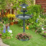 Bain d'oiseaux solaire d'ext�rieur �clair� nourrisseur d'oiseaux 3 en 1 avec base de jardini�re lampe ...