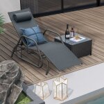 Bain de soleil design � glissement � dossier r�glable 3 positions transat jardin ext�rieur cadre m�tal ...